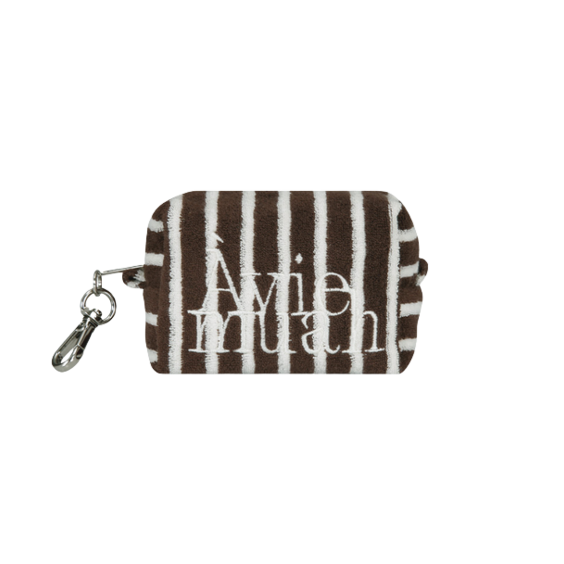 - Aviemuah Striped Terry Pouch Keyring Brown