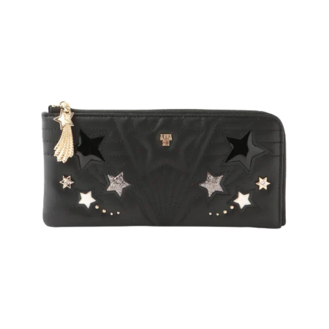 안나 수이 스타스트럭 하프 집 월렛 블랙(Anna Sui Starstruck Half-Zip Wallet Black)