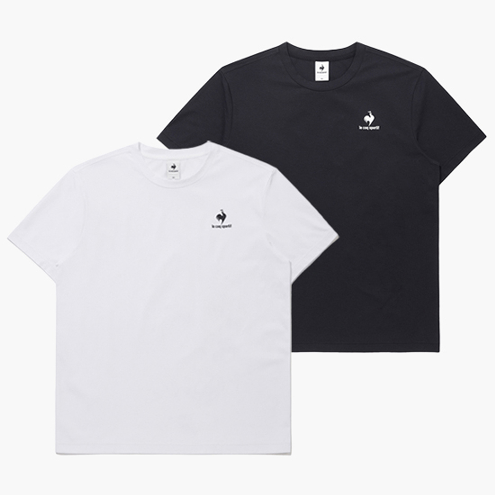 르꼬끄 스포르티브 (온라인전용) 베이직 기능성 2PACK 반팔 티셔츠 - 화이트+블랙(QQ213JRS41)(le coq sportif (Online Exclusive) Functional Short Sleeve 2pack T-Shirt White + Black) - 2