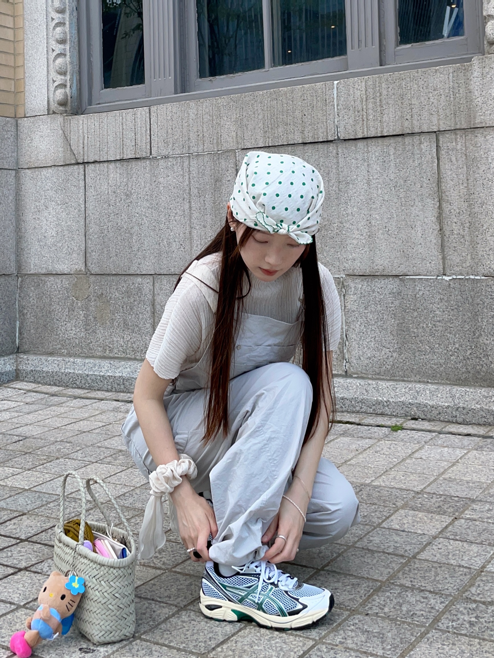 Asics GT-2160 White Jasper Green 착용 스타일 - 1