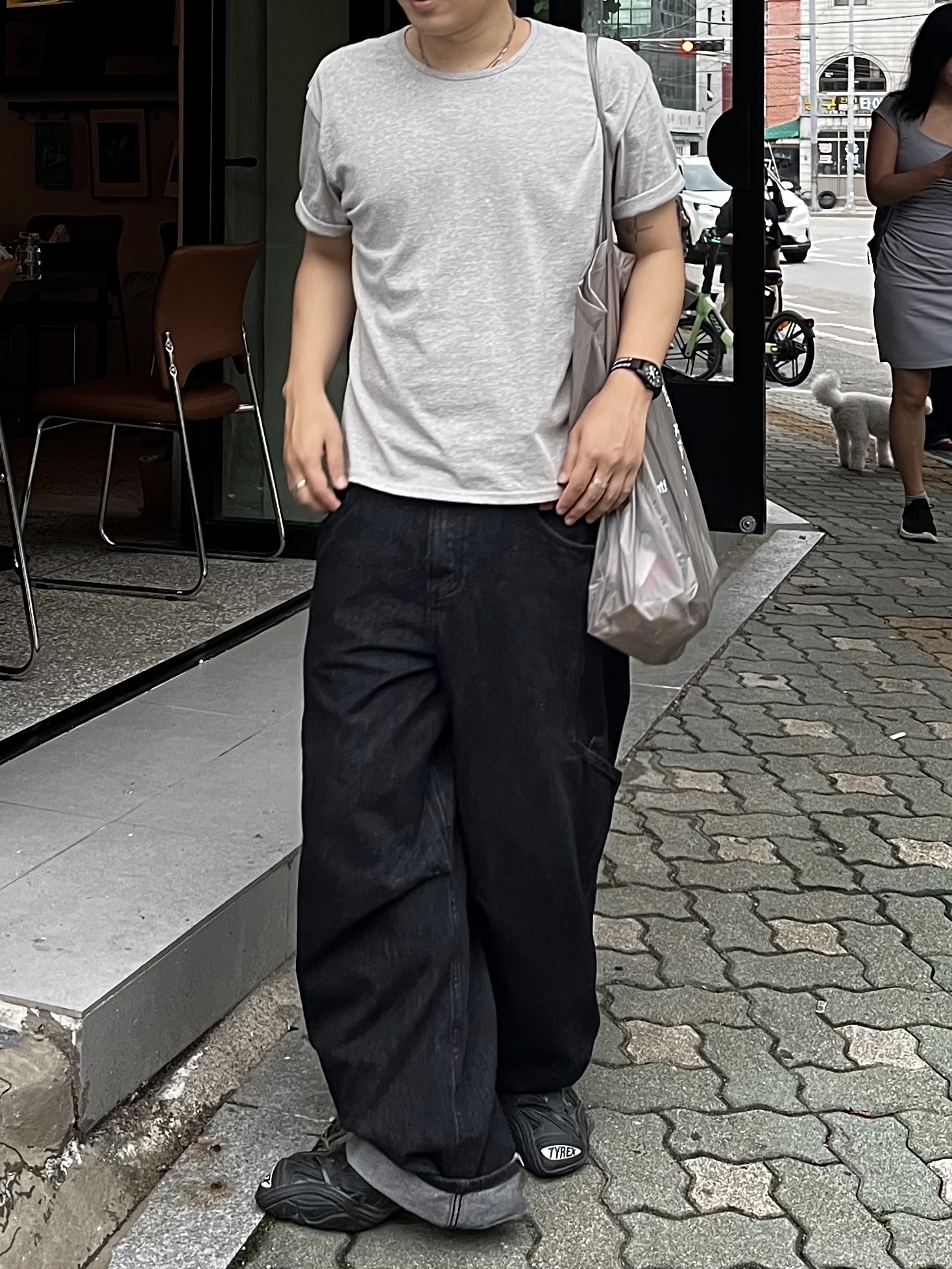 noun Side Line Cargo Denim Pants Black, noun Oil Pull up Leather Belt 착용 스타일 - 3