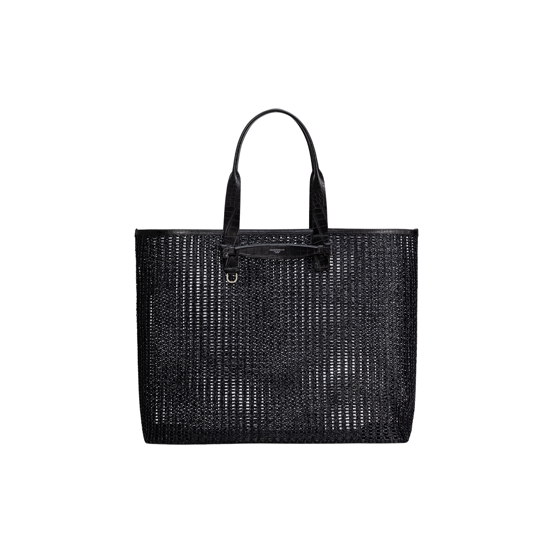 BM2453A9O948B956 Dolce & Gabbana Woven Mesh and Calfskin Shopper Black