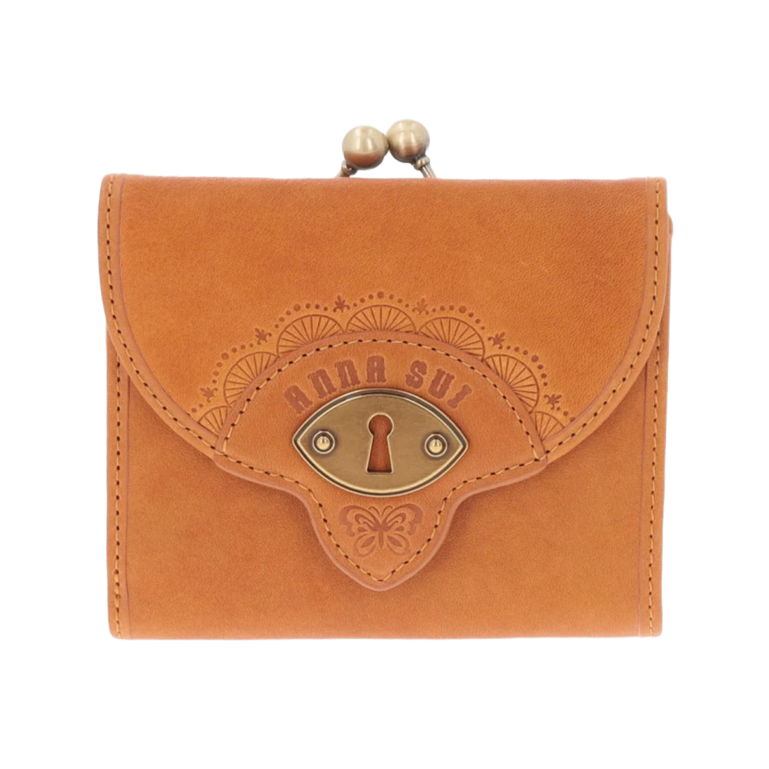 - Anna Sui Butterfly Embossed Keyhole Mini Wallet Camel
