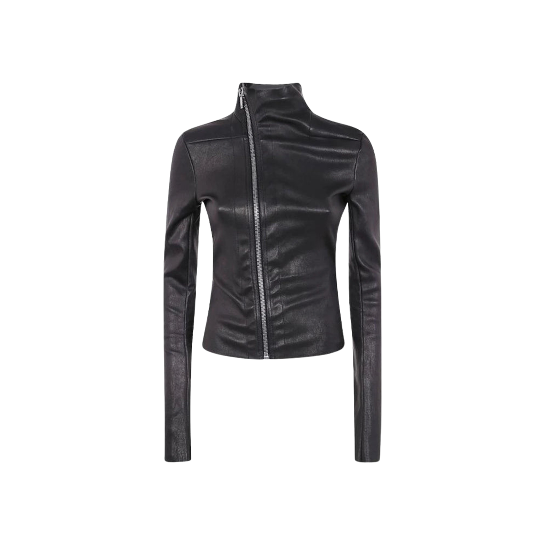 (W) 릭 오웬스 하이넥 레더 자켓 블랙((W) Rick Owens High Neck Leather Jacket Black) - 1