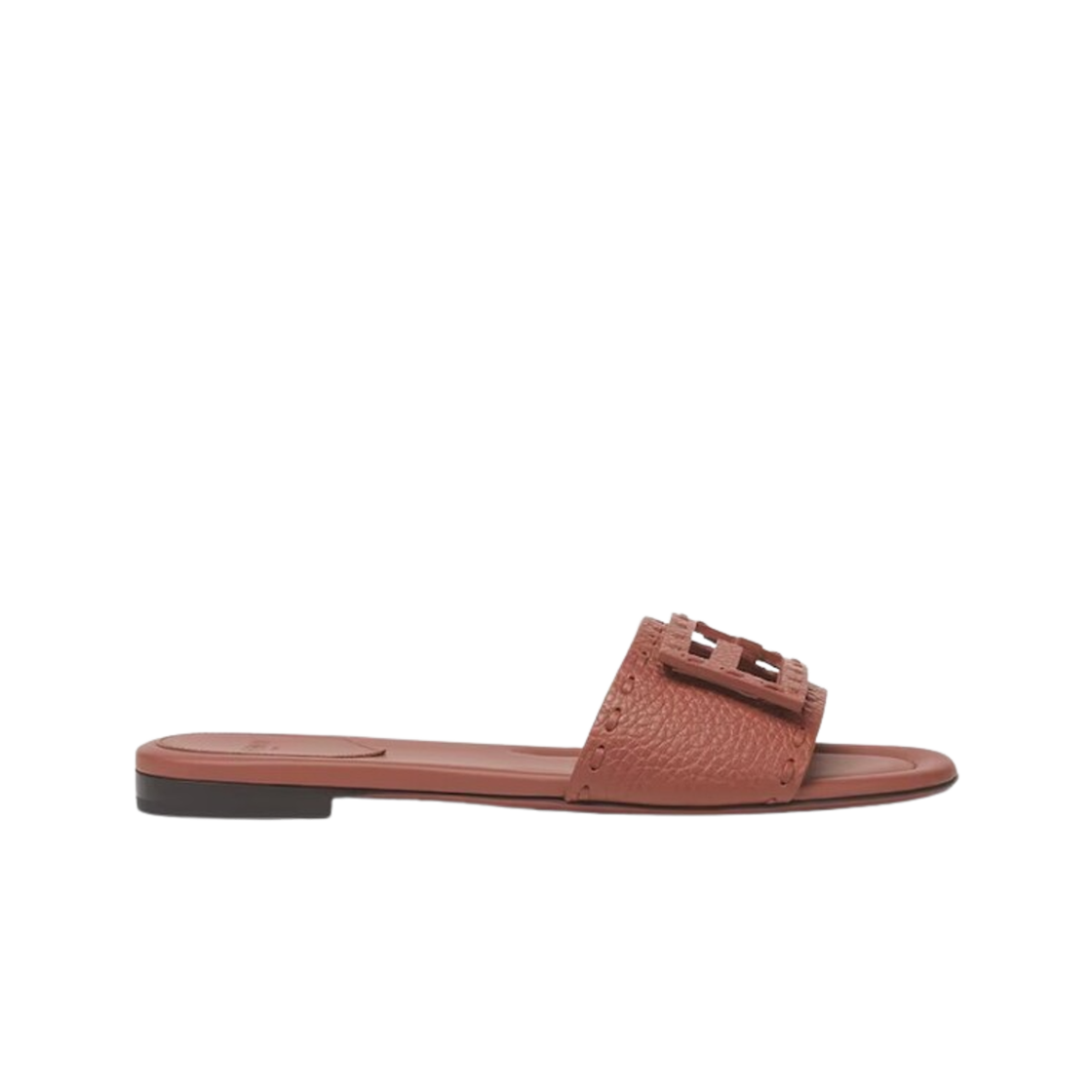 (W) 펜디 바게트 시에나 레더 슬라이드 브라운((W) Fendi Baguette Sienna Leather Slides Brown)