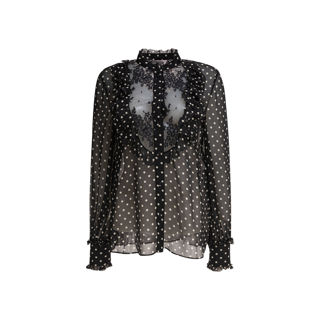 AB7J19ABTB1 (W) Valentino Shirt with Polka Dots Black