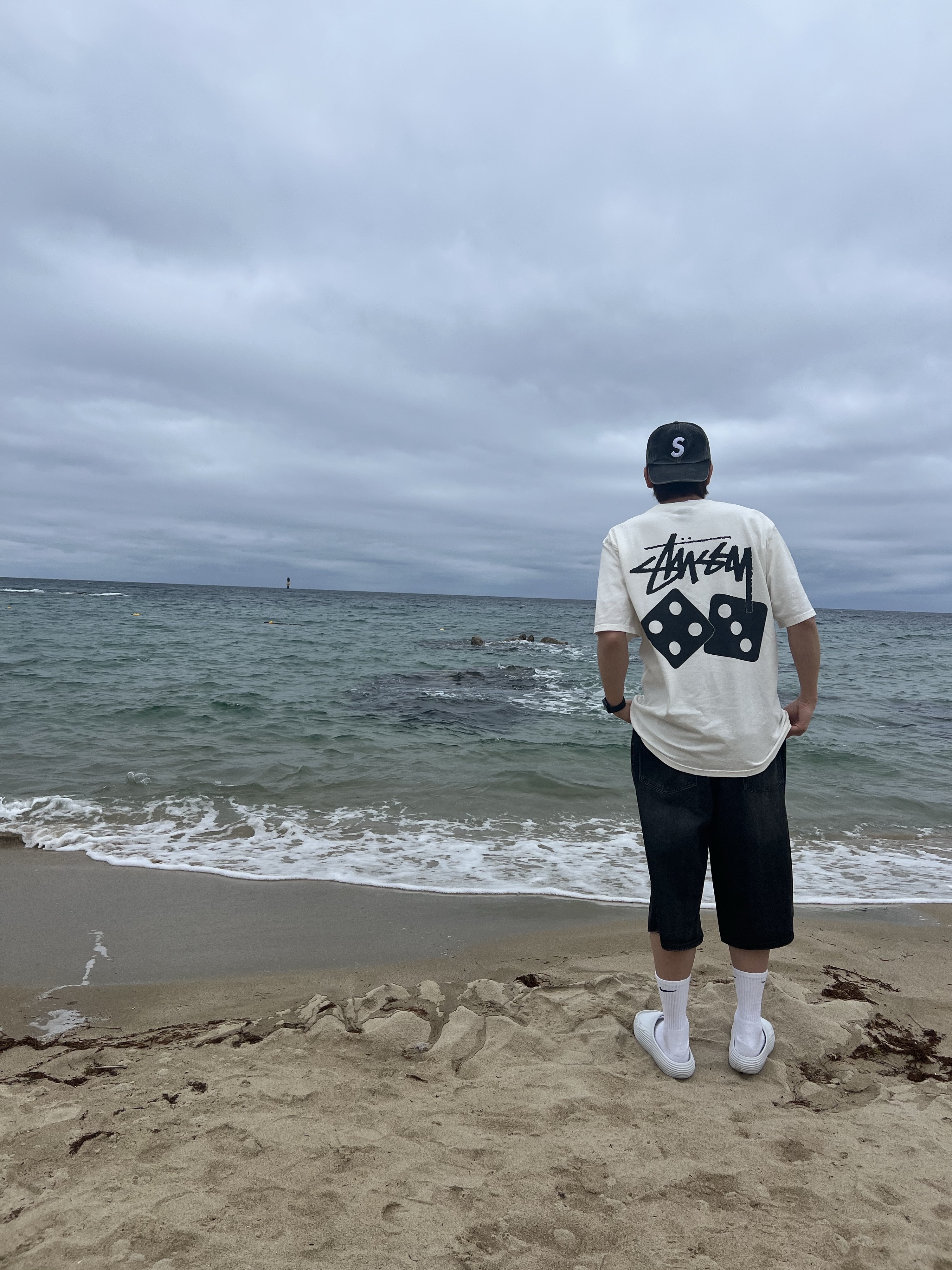 Supreme Pigment S Logo 6-Panel Black - 24FW, Stussy Dice Pigment Dyed T-Shirt Natural 착용 스타일 - 2