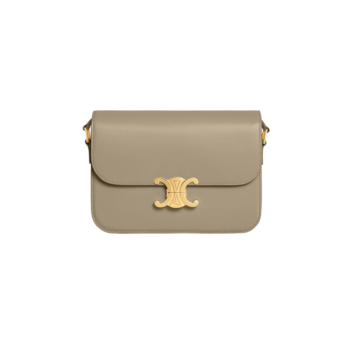 187363BF4-18GT Celine Classique Triomphe Bag in Shiny Calfskin Modern Taupe