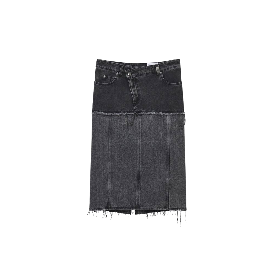 (W) 알렉산더 맥퀸 투톤 데님 스커트 그레이((W) Alexander McQueen Two-Tone Denim Skirt Grey)