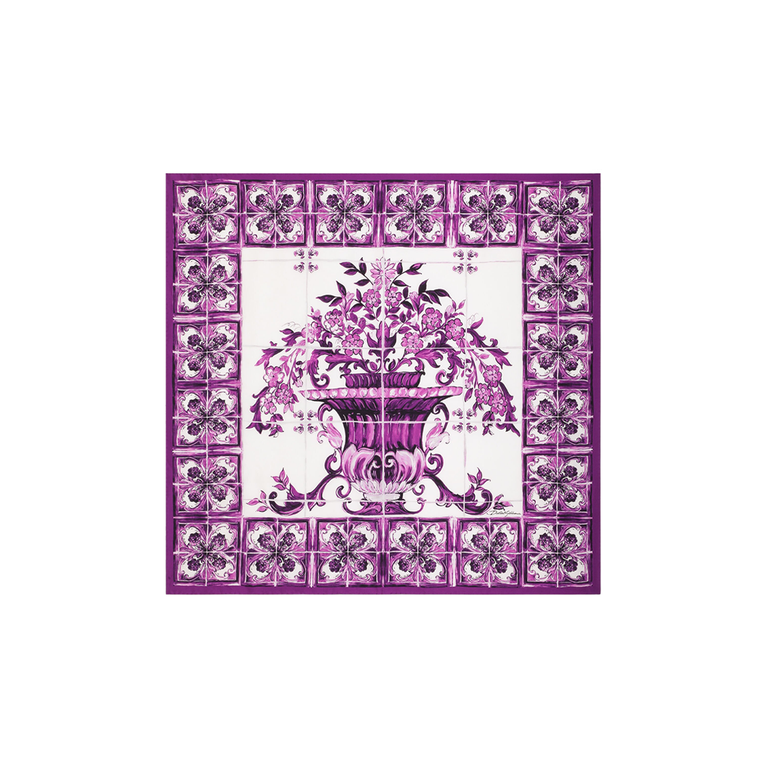 FN090RGDAOZHP3OA (W) Dolce & Gabbana Majolica Print Silk Twill Foulard Multicolor