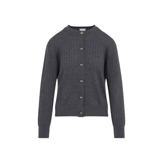 835337V5L701370 (W) Bottega Veneta Ribbed Wool Cardigan Anthracite