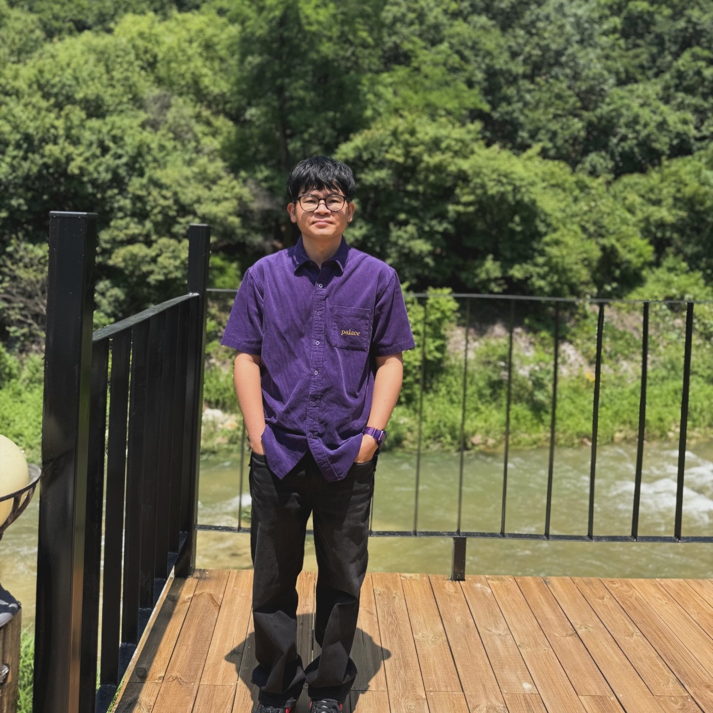 Palace Washed Cord Shirt Purple - 25SS 착용 스타일