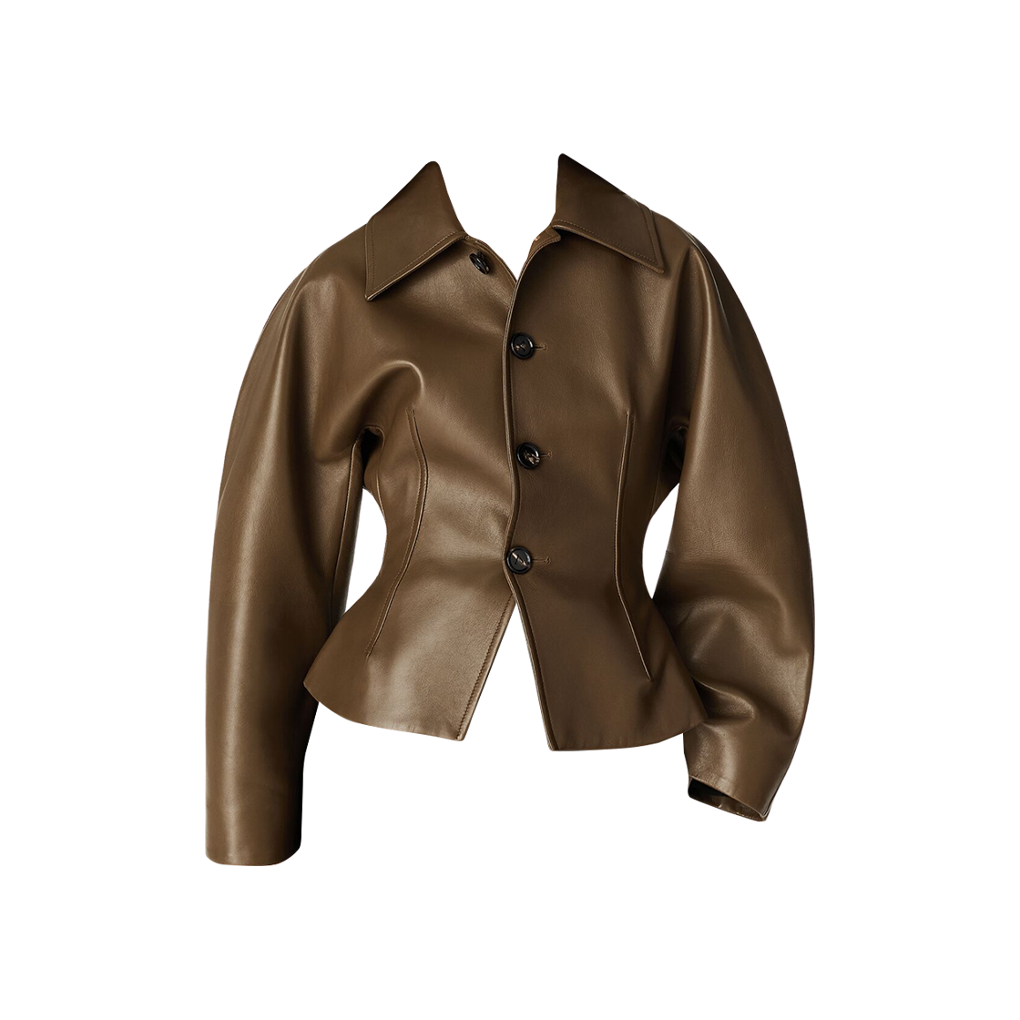 837573V5BX02637 (W) Bottega Veneta Leather Jacket Dark Moss