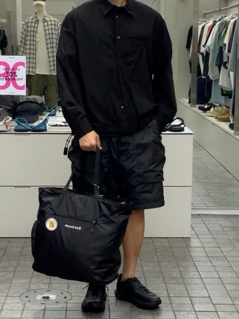 Goldwin Pertex Shield Air Cap Snow Gray - 25SS, D-VEC DWR NY Stretch Taffeta LS Shirt Black - 25SS 착용 스타일 - 4