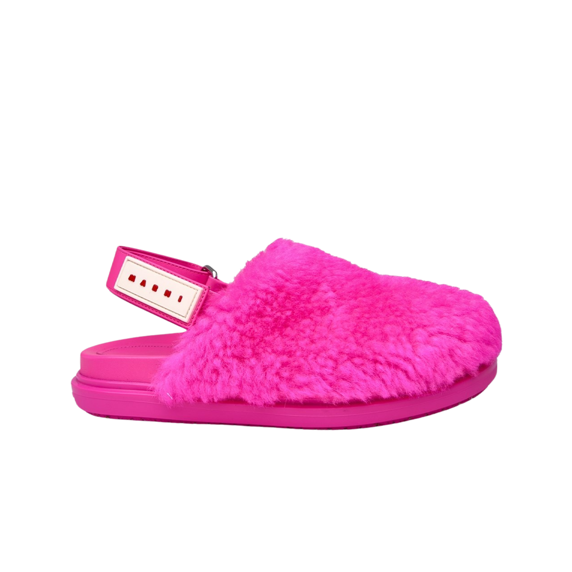 (W) 마르니 셔링 퍼스벳 사보 푸시아((W) Marni Shearling Fussbett Sabot Fuchsia)