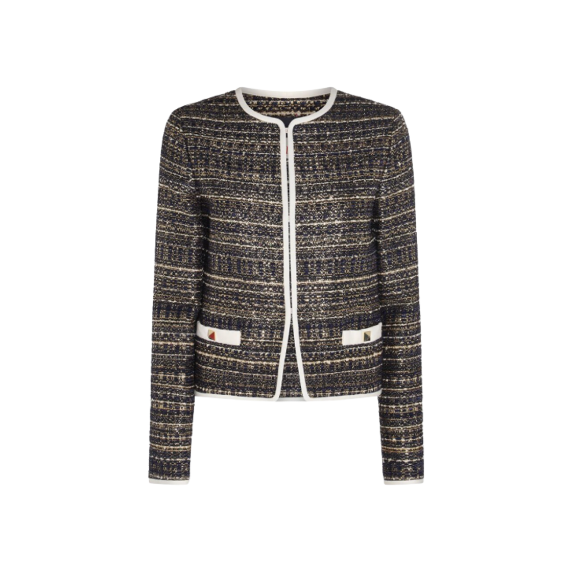 (W) 발렌티노 트위드 자수 자켓 블루((W) Valentino Tweed Embroidered Jacket Blue)
