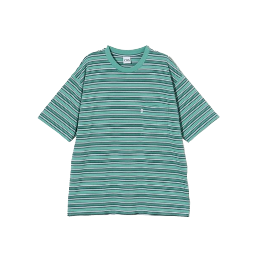 KM5CTSSCG07GN California General Store Organic Cotton Border 1Pocket T-shirt Kelly - 25FW