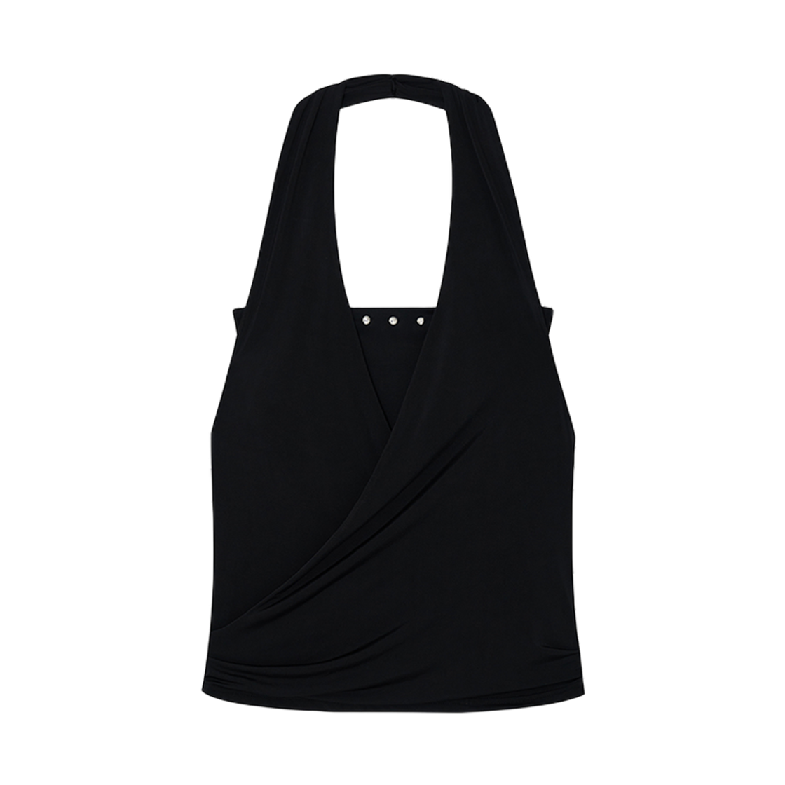 49893 Kashiko Stud Drape Halter Top Black - 대표 이미지 #1