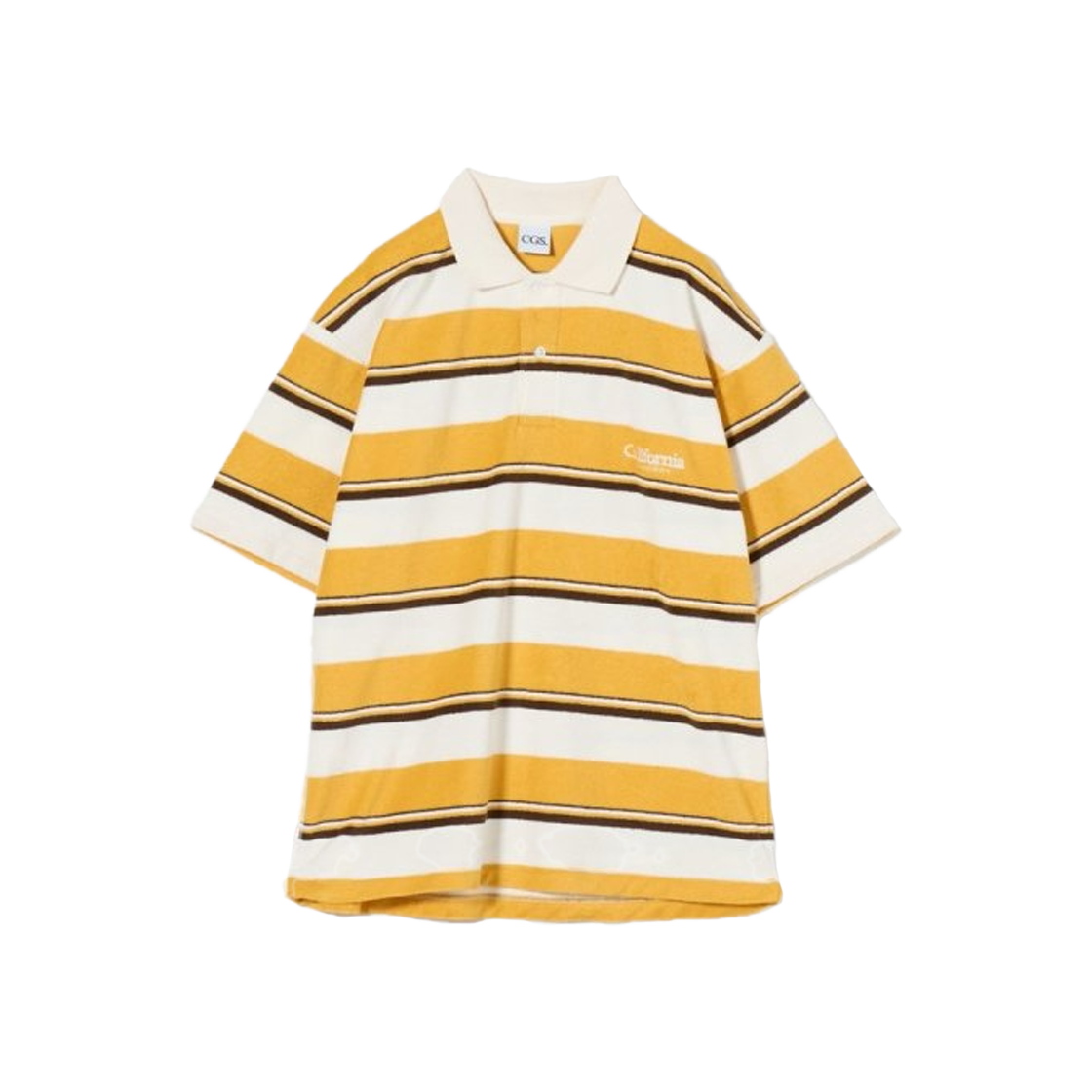 KM5CTSSCG03YL California General Store Organic Cotton Pile Border Polo Shirt Orange - 25FW - 대표 이미지 #1