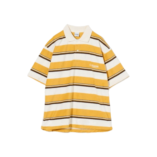 KM5CTSSCG03YL California General Store Organic Cotton Pile Border Polo Shirt Orange - 25FW
