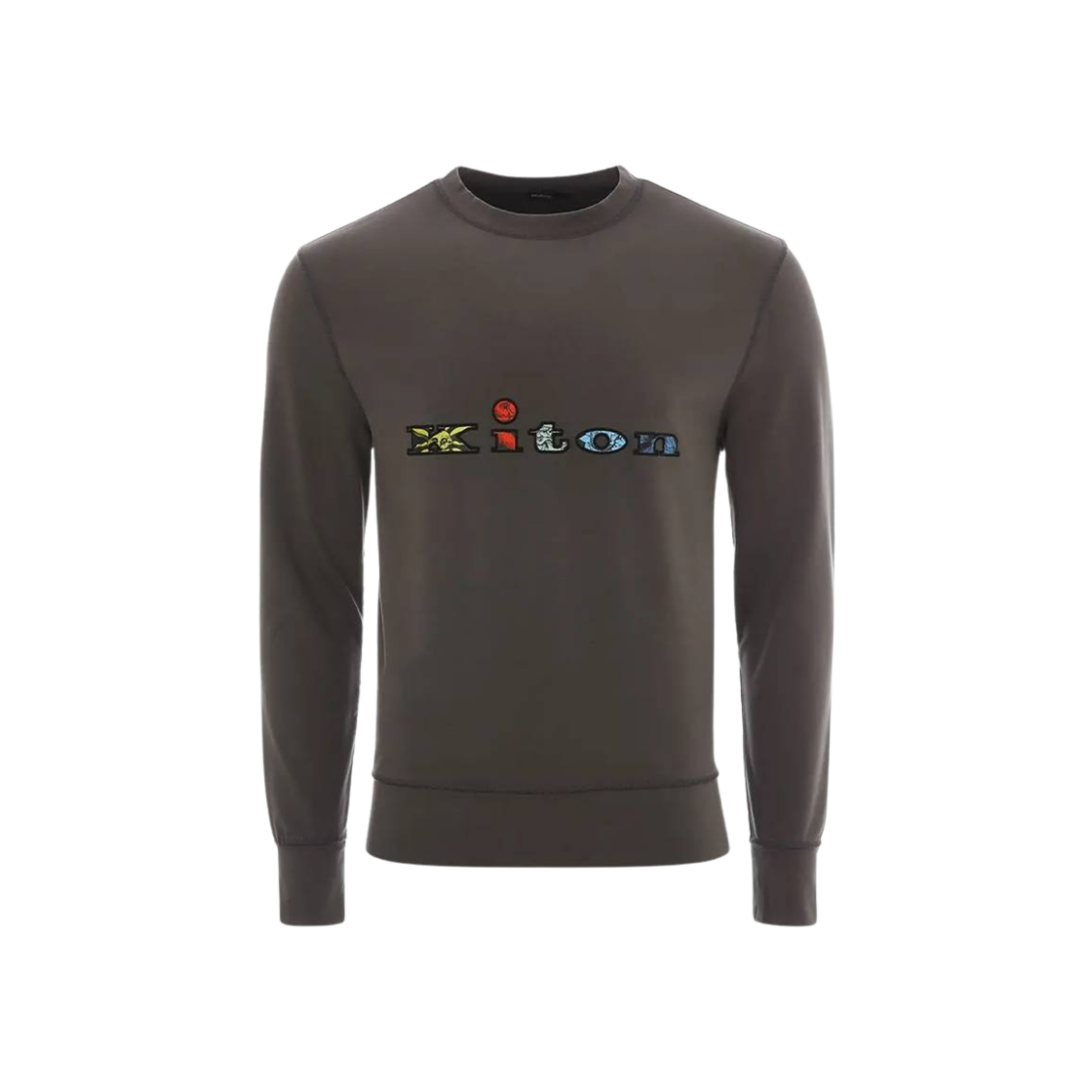 UMK0300 Kiton Logo Print Sweatshirt Charcoal