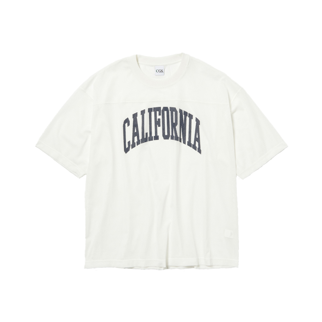 캘리포니아 제너럴 스토어 아일렛 메쉬 크루 넥 티셔츠 화이트 - 25FW(California General Store Eyelet Mesh Crew Neck T-shirt White - 25FW)