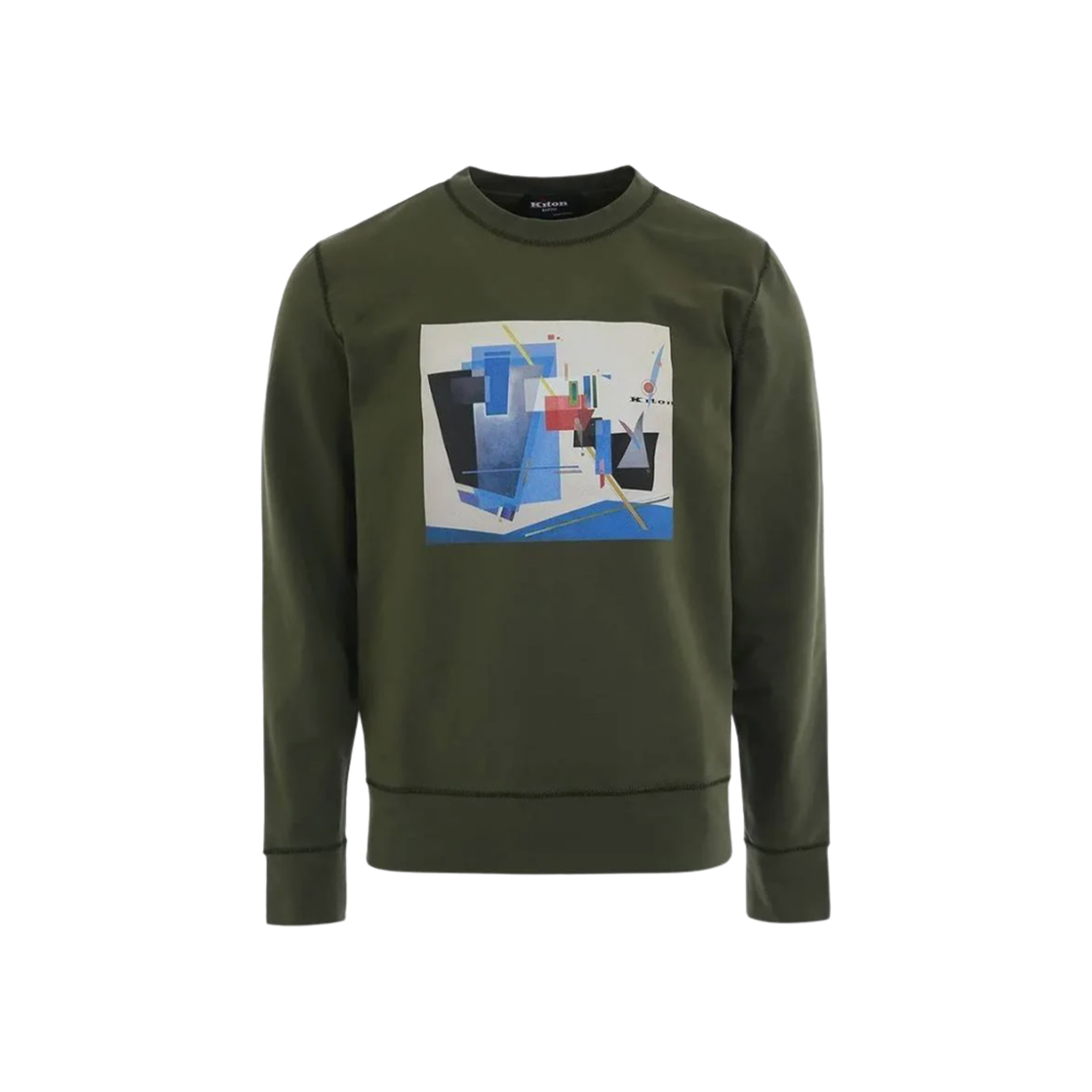 UMK0265 Kiton Logo Print Blend Sweatshirt Khaki