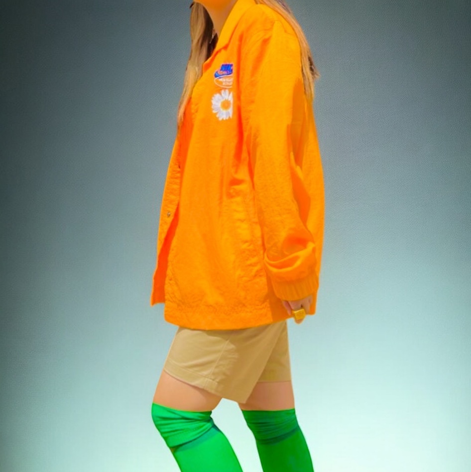 NIke NSW Unlined Coach Jacket Kumquat - Asia, Nike ReactX Rejuven8 Team Orange Metallic Silver 착용 스타일