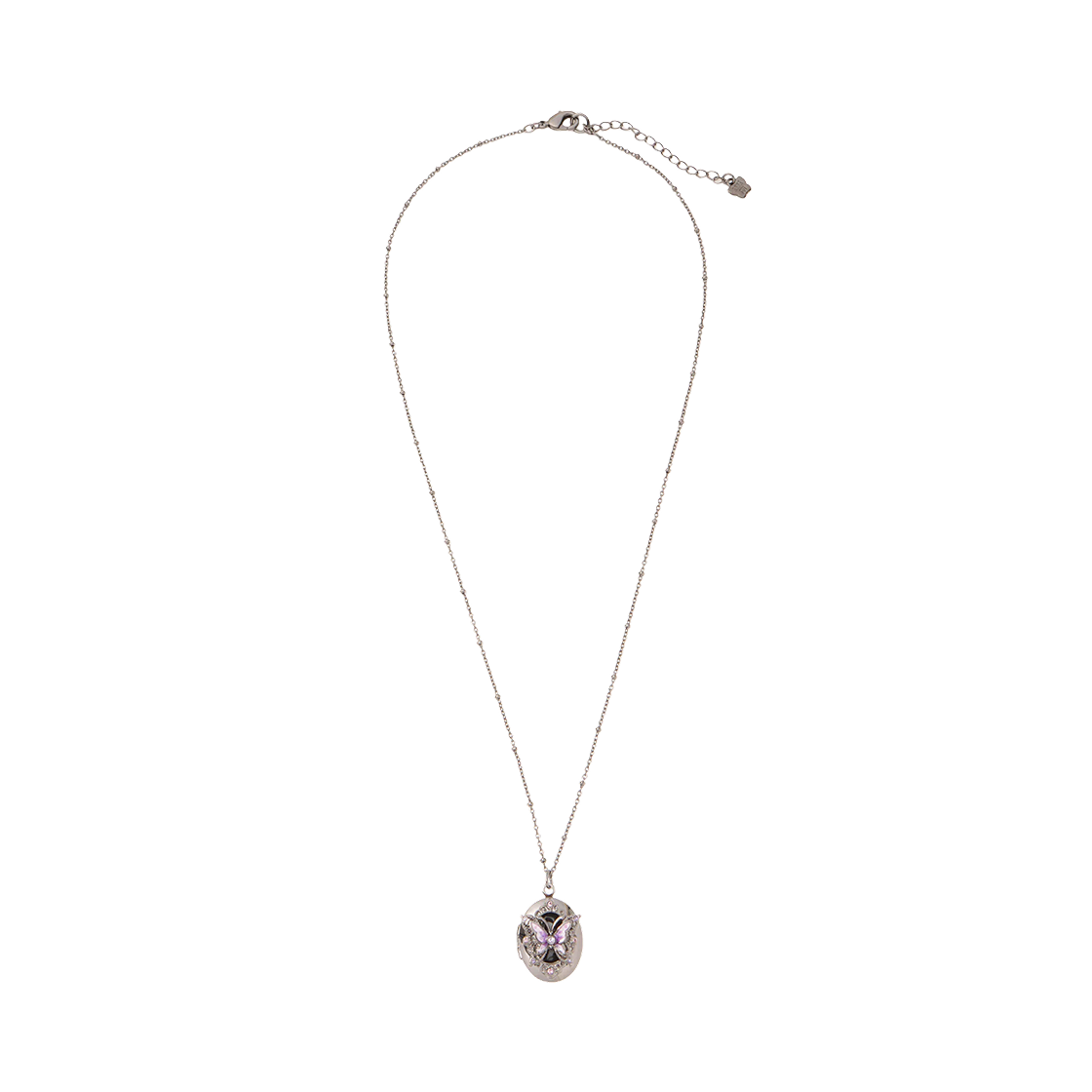 - (W) Anna Sui Butterfly Locket Necklace Gunmetal