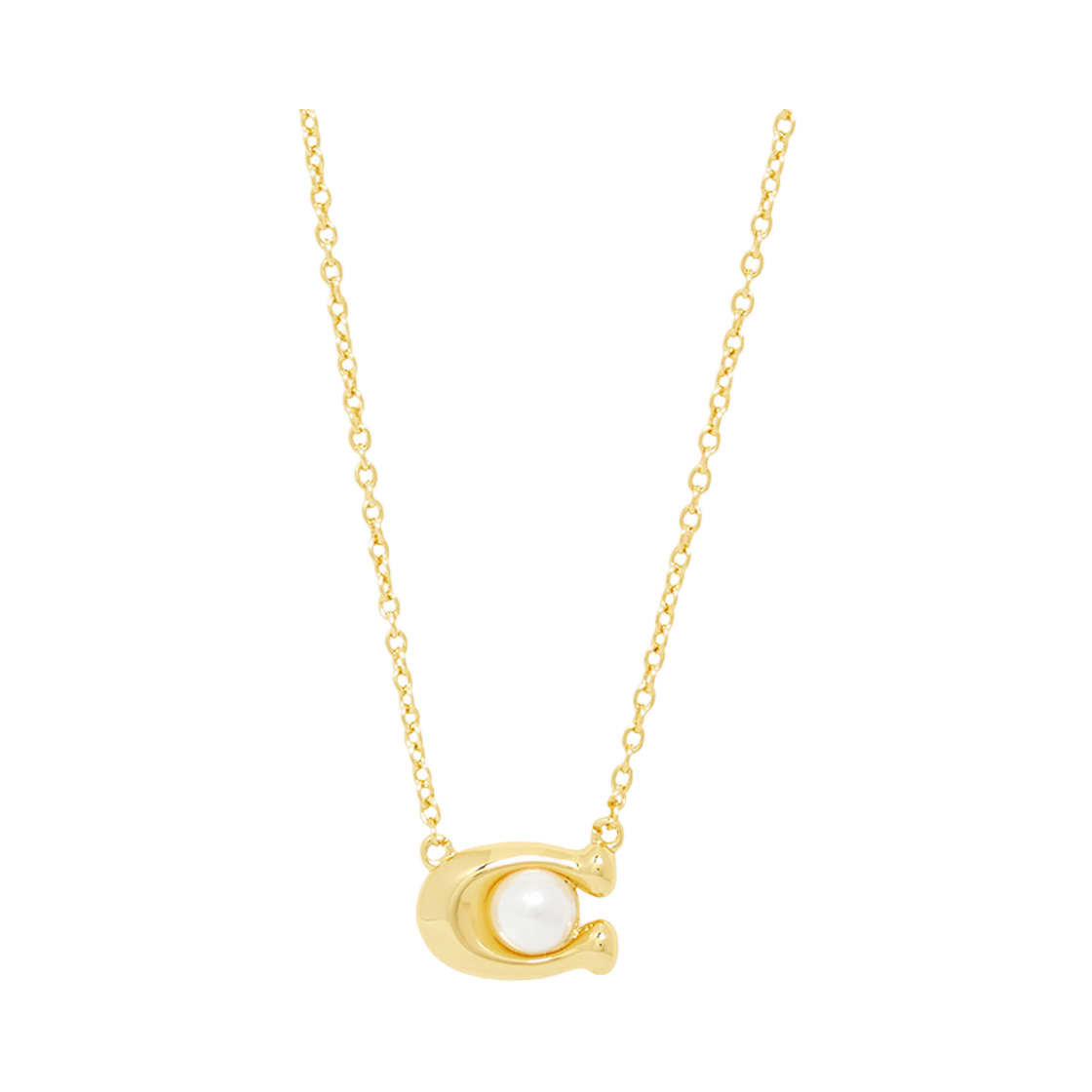(W) 코치 시그니처 네클리스 골드 화이트((W) Coach Signature Necklace Gold White) - 1