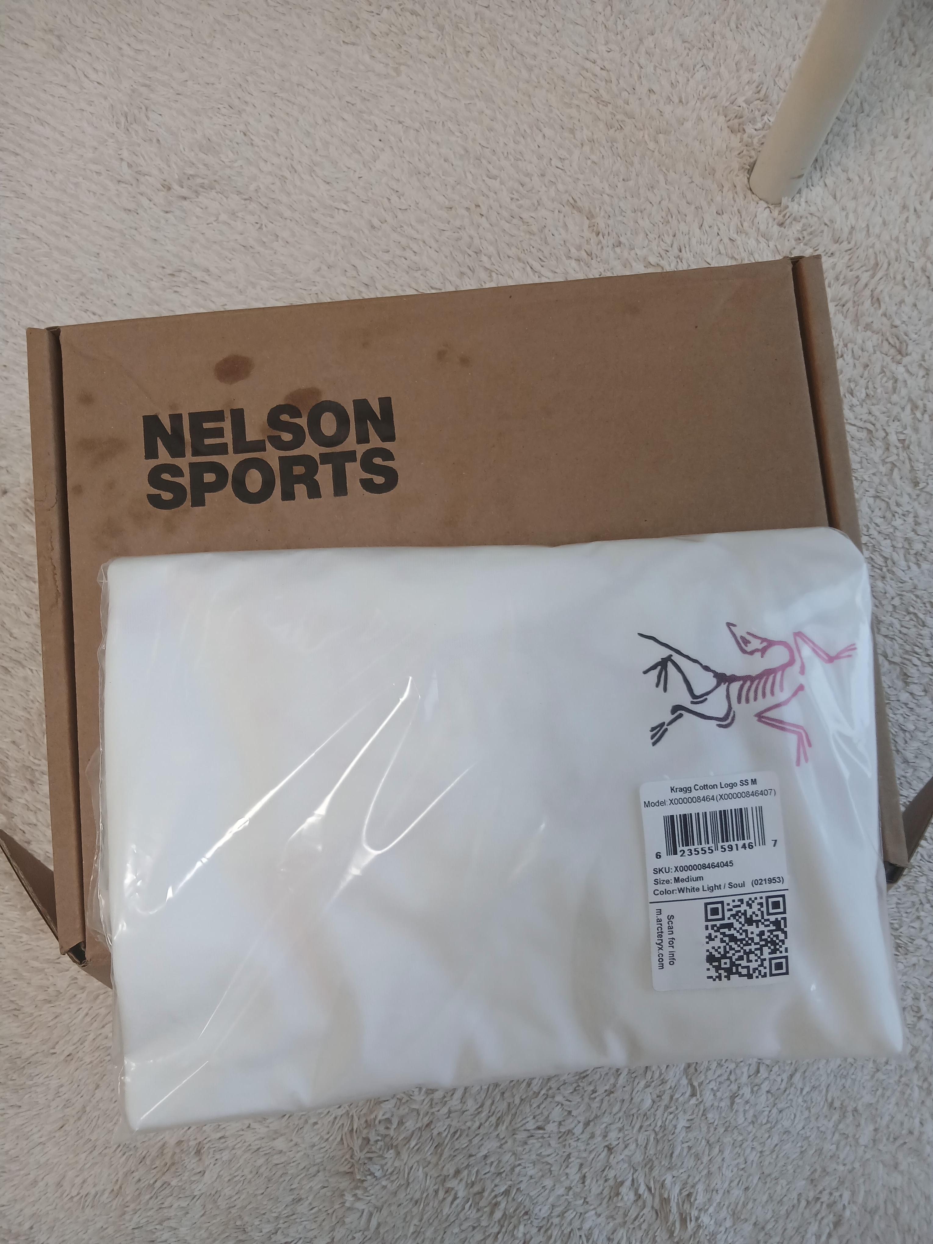 Arc'teryx Kragg Cotton Logo SS T-Shirt White Light Soul 착용 스타일 - 4