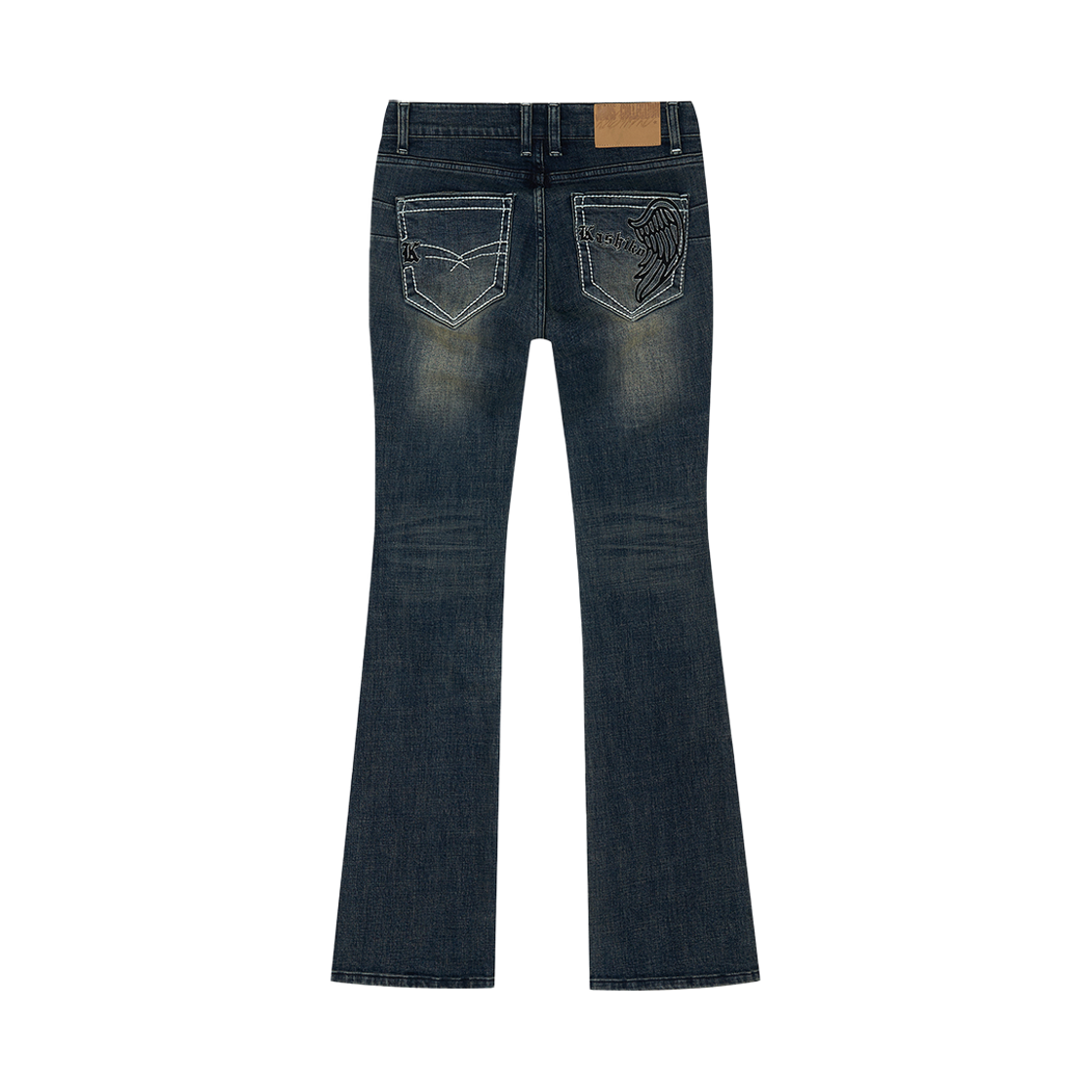 49879 Kashiko Lowrise Boots Cut Denim Pants Blue