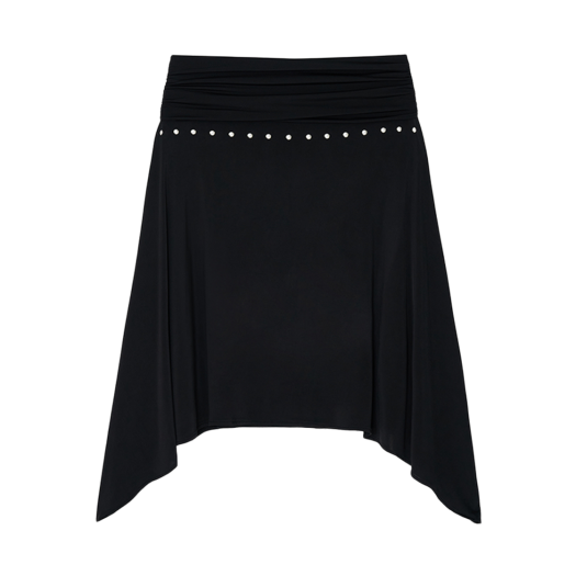 49895 Kashiko Stud Drape Flare Skirt Black