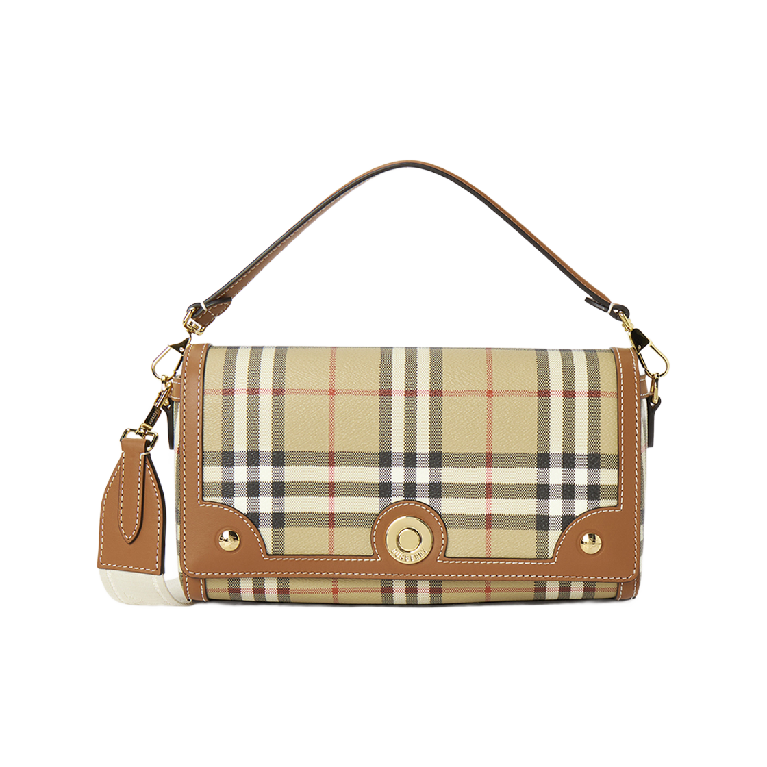 8109787 Burberry Check Note Cross Bag Beige