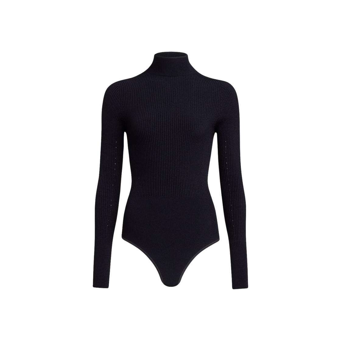 (W) 알라이아 립드 니트 바디수트 블랙((W) Alaia Ribbed Knit Bodysuit Black)
