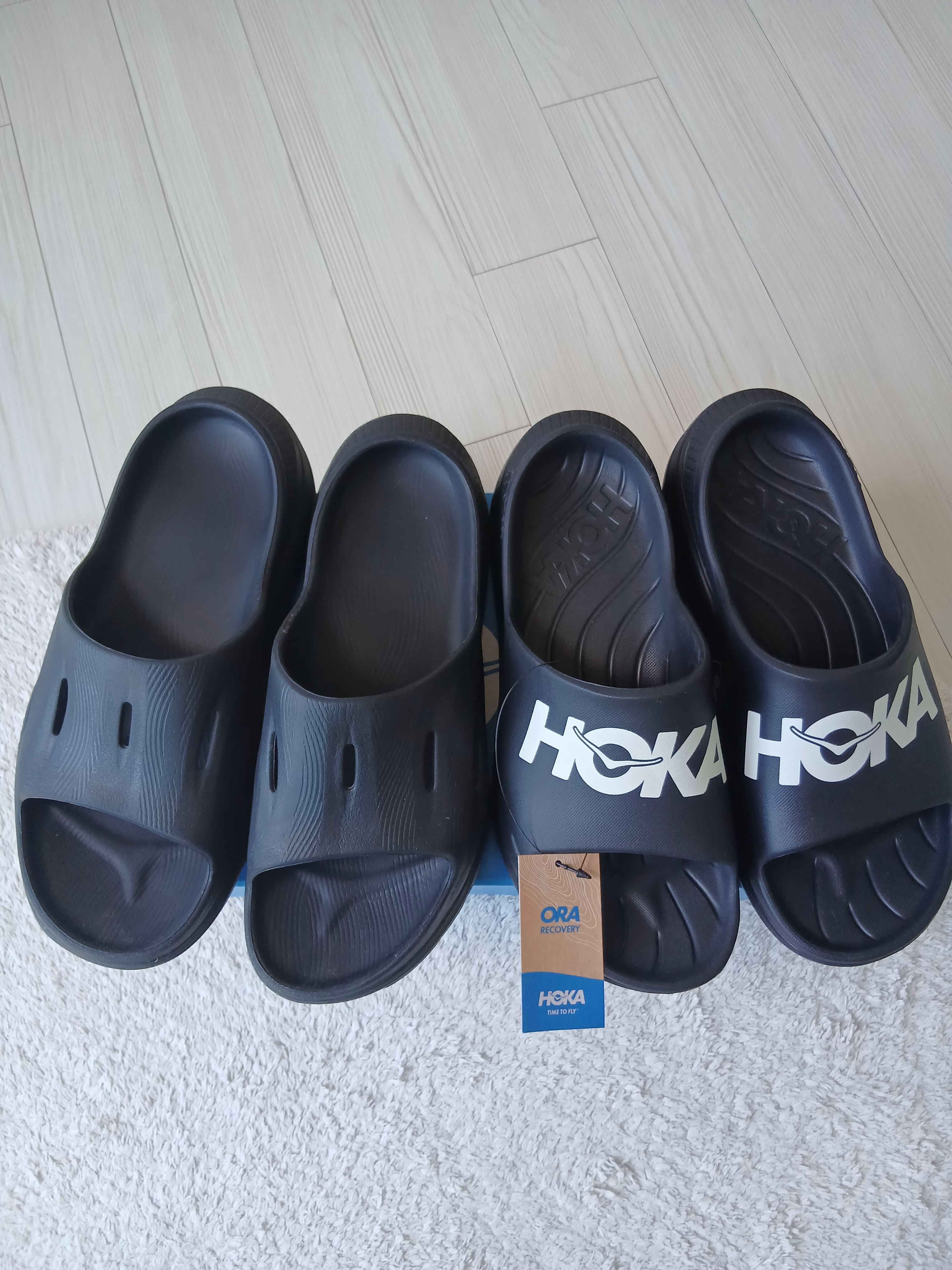 Hoka Ora Athletic Slide Black White, Hoka Ora Recovery Slide 3 Black 착용 스타일 - 3