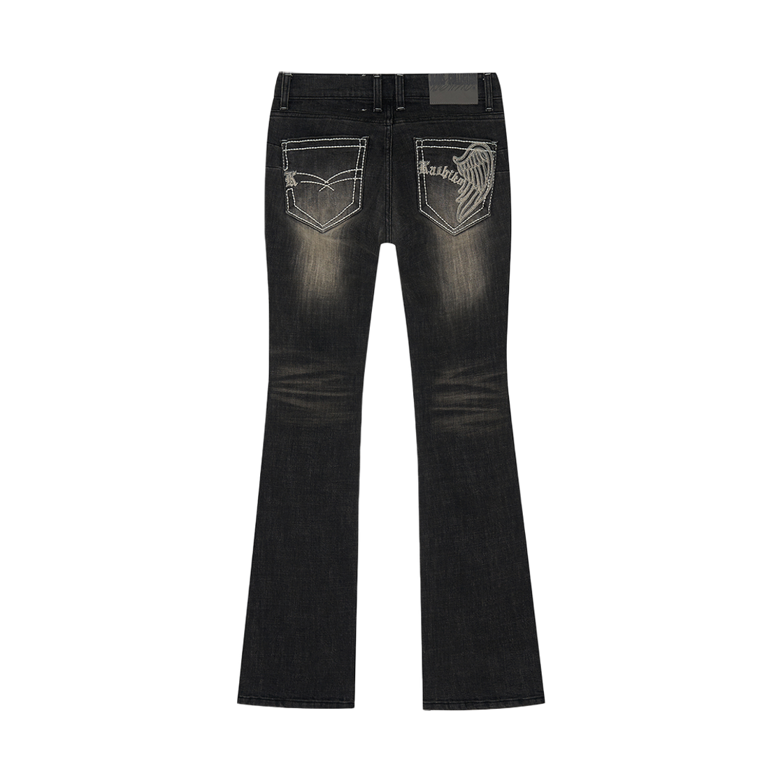 49876 Kashiko Lowrise Boots Cut Denim Pants Black