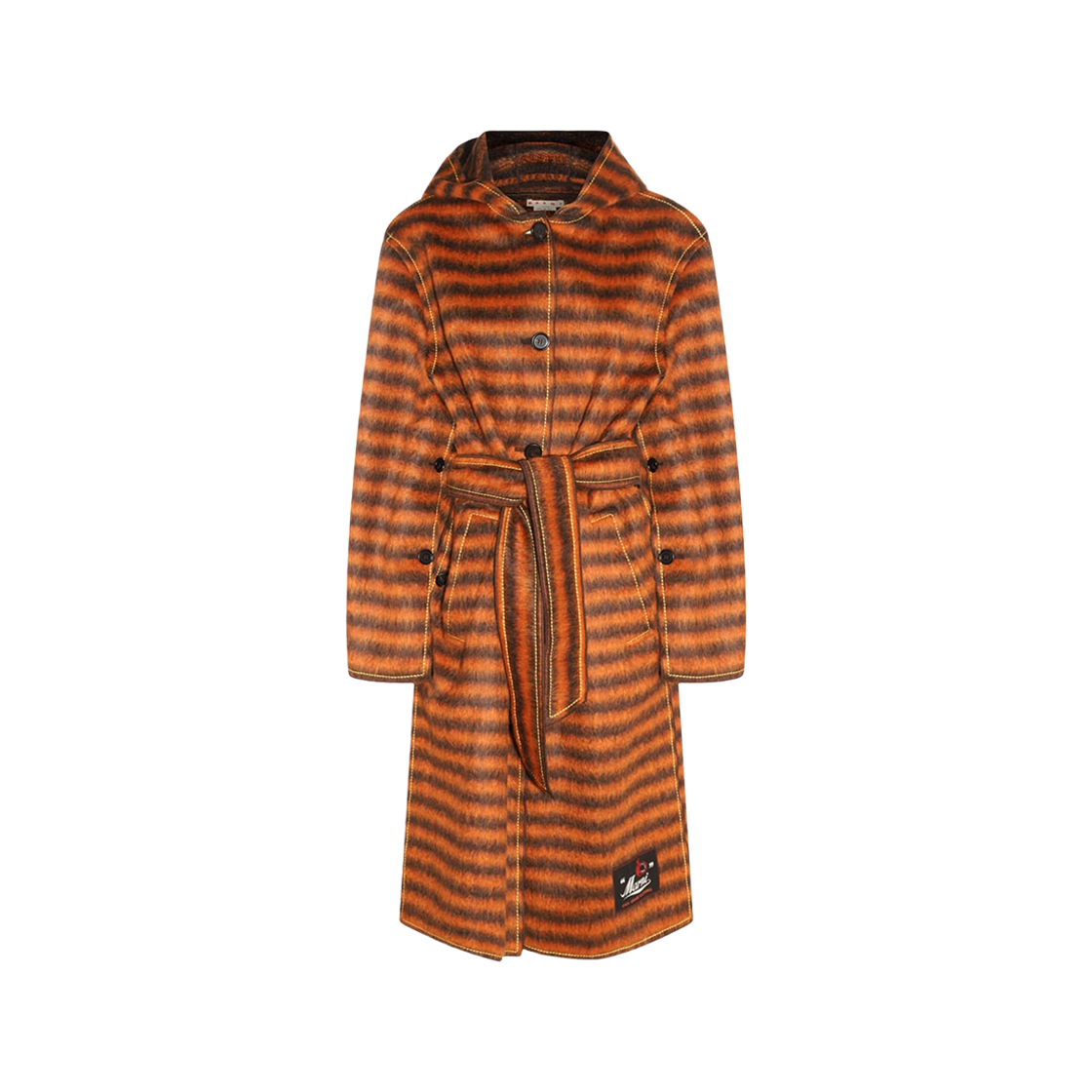 CPMA0214C0-UTW997-STR17 (W) Marni Striped Virgin Wool Coat Orange