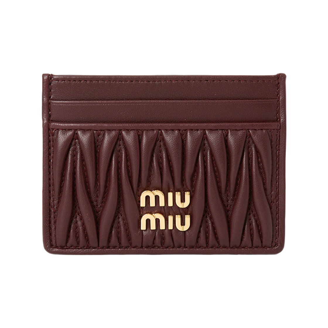 5MC076-AFPP-F0007 Miu Miu Matelasse Card Holder Wallet Brown
