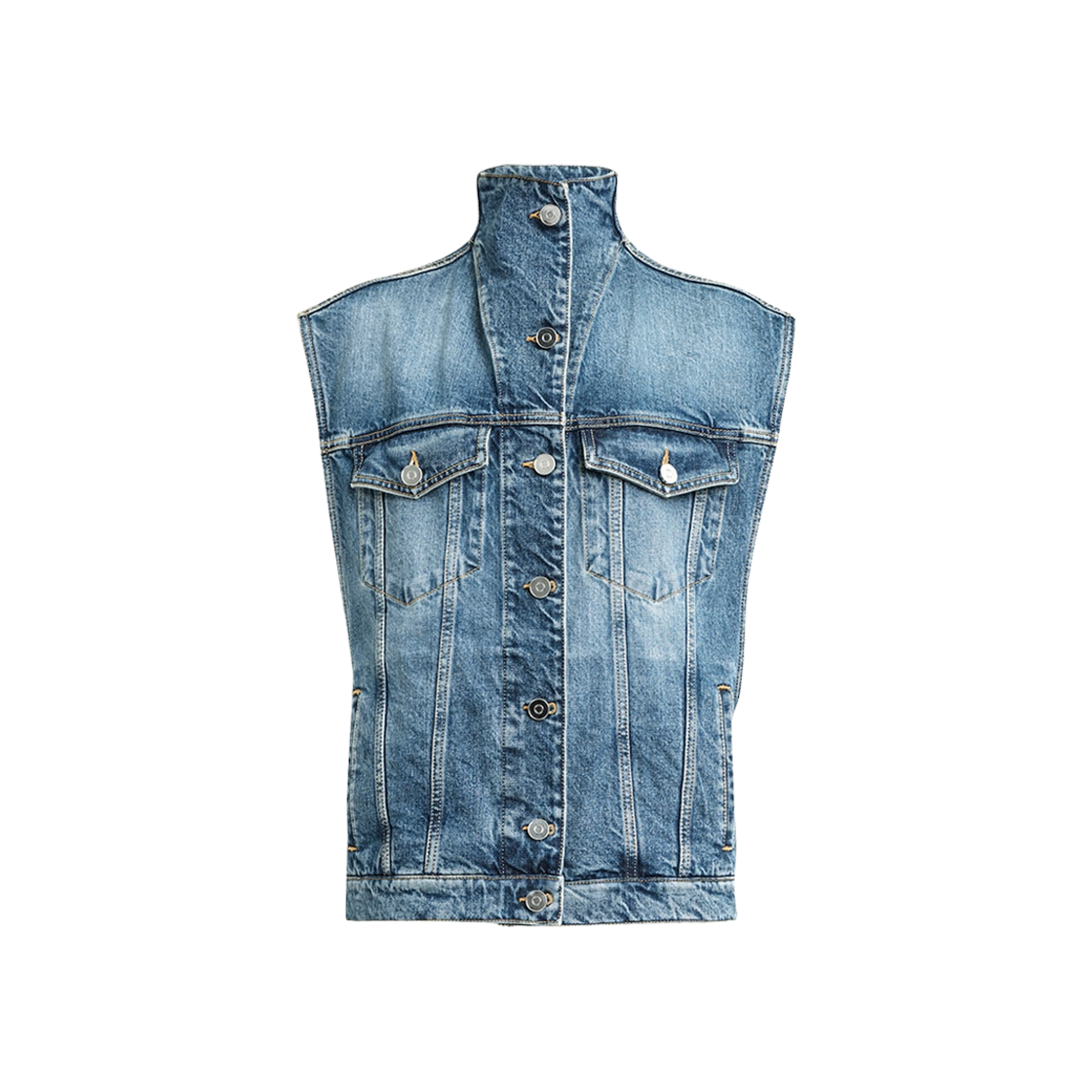 AA9V0424T536A-525 (W) Alaia Denim Vest Bleu Vintage