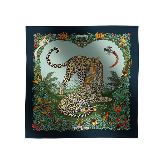 IT4RTVU3LODW Hermes Jungle Love Forever Silk Scarf 90 H001876S