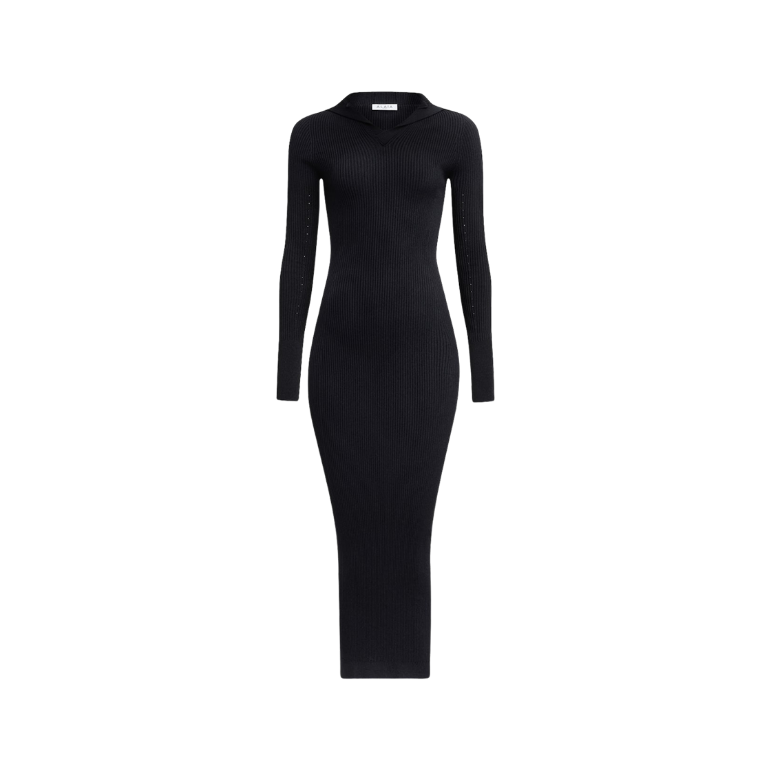 (W) 알라이아 립드 후드 니트 드레스 블랙((W) Alaia Ribbed Knit Dress with Hood Black)