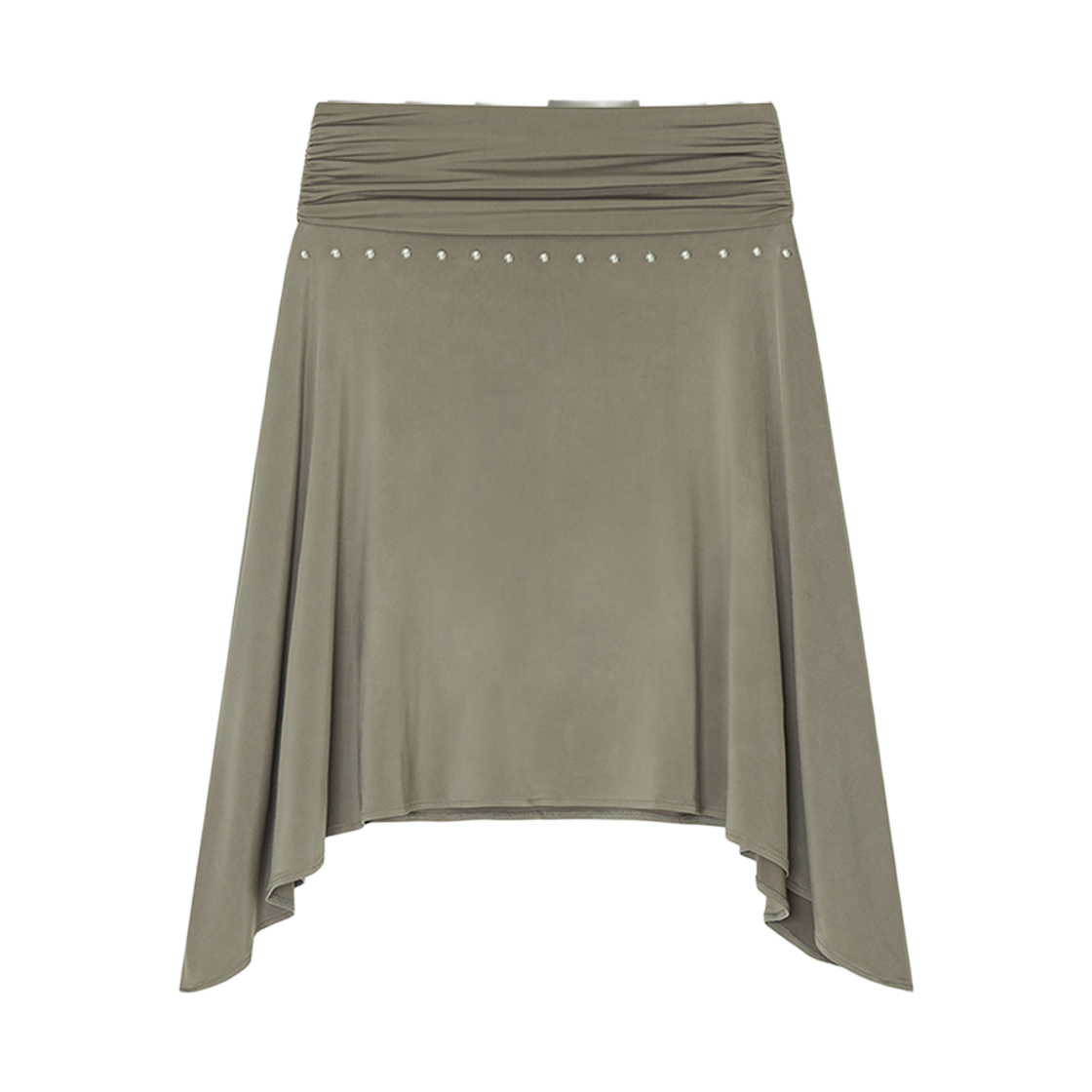 49894 Kashiko Stud Drape Flare Skirt Warm Gray