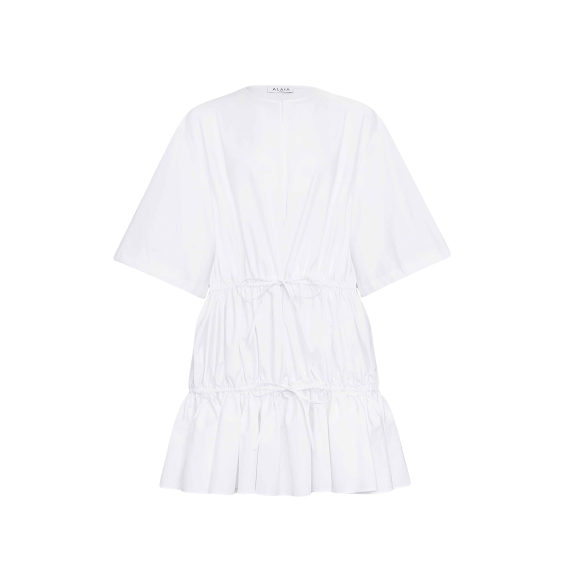 AA9R2659T611B-000 (W) Alaia Cotton Popline Dress White