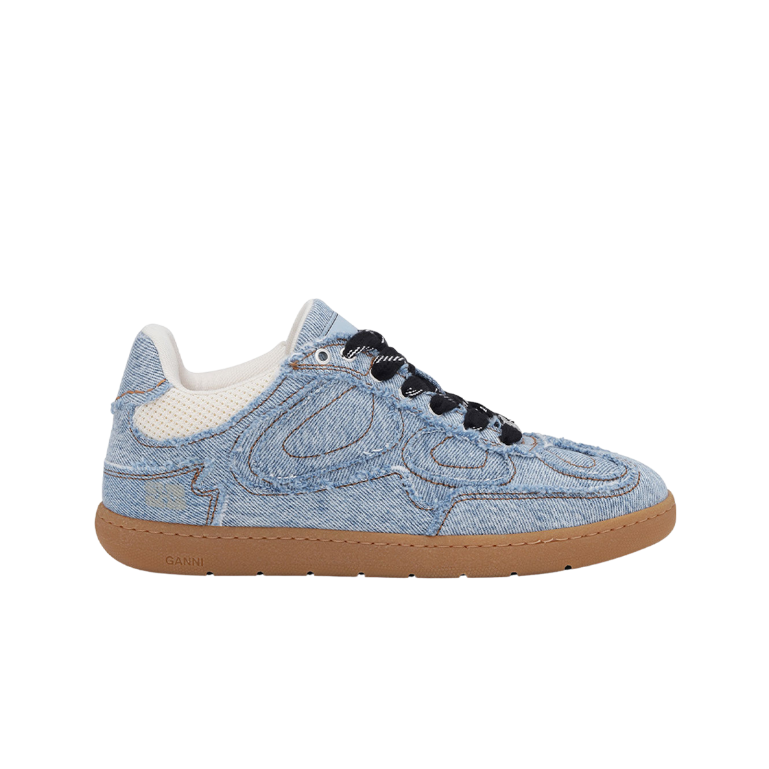 S3084-565 (W) Ganni 08 Denim Raw Edge Sneakers Light Blue Vintage
