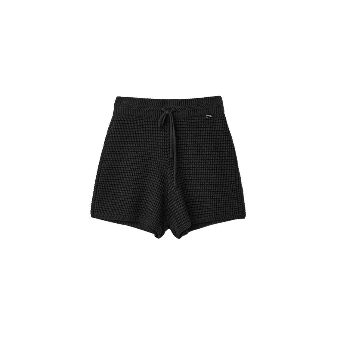 UM251WPT61BK UMARMUNG Korean Paper Yarn Crochet Shorts_Black