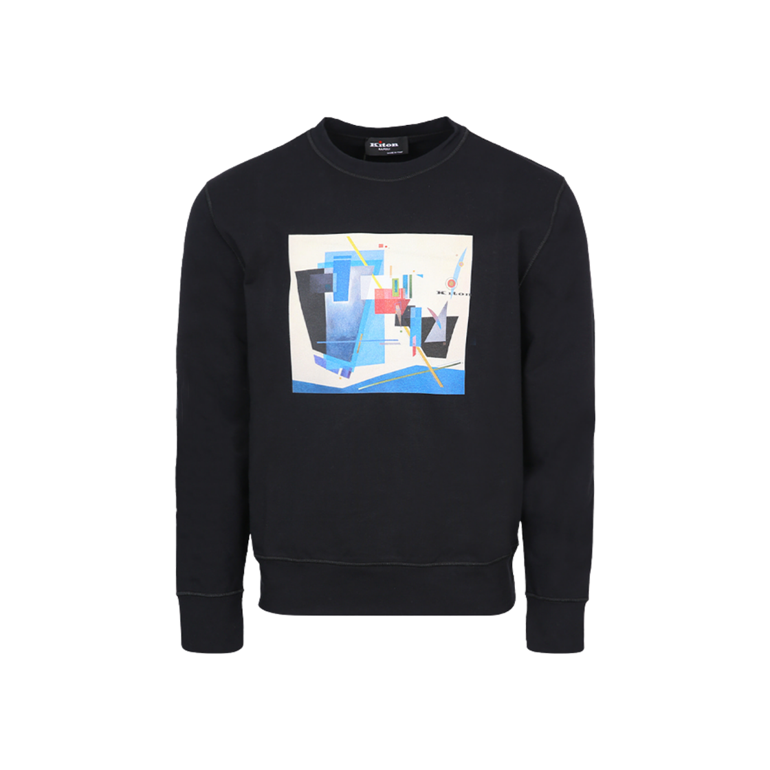 UMK0265 Kiton Logo Print Blend Sweatshirt Black