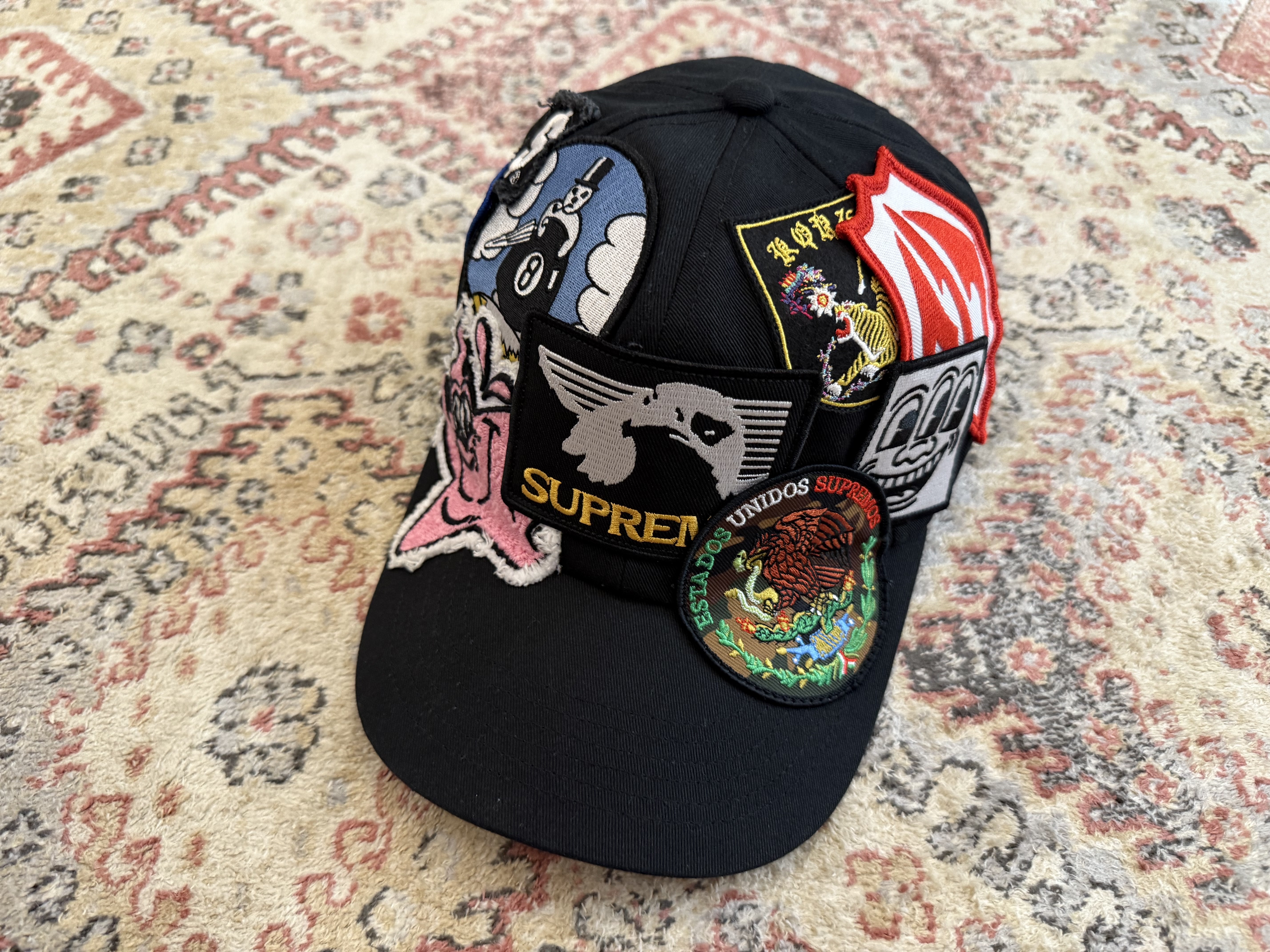 Supreme Patches 6-Panel Black - 25SS 착용 스타일 - 6