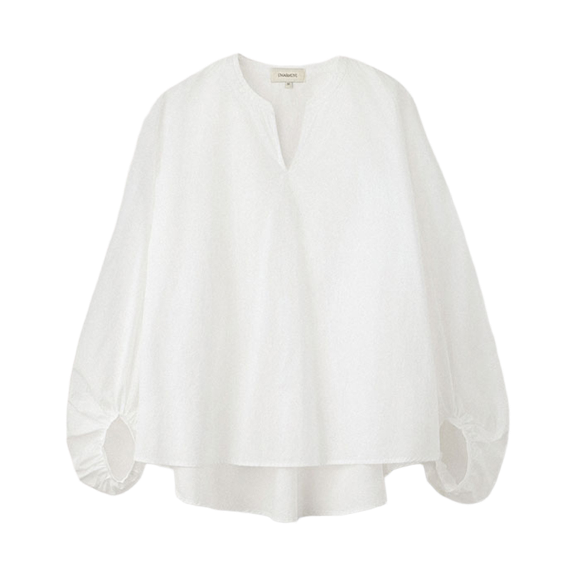 우마뭉 크리스피 코튼 벌룬 슬리브 셔츠 화이트