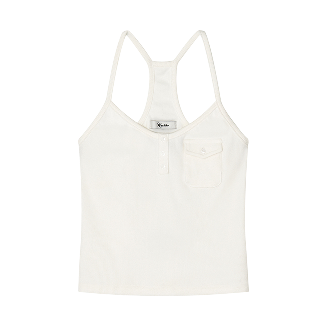 49882 Kashiko Zenu Pocket Hotfix Top White
